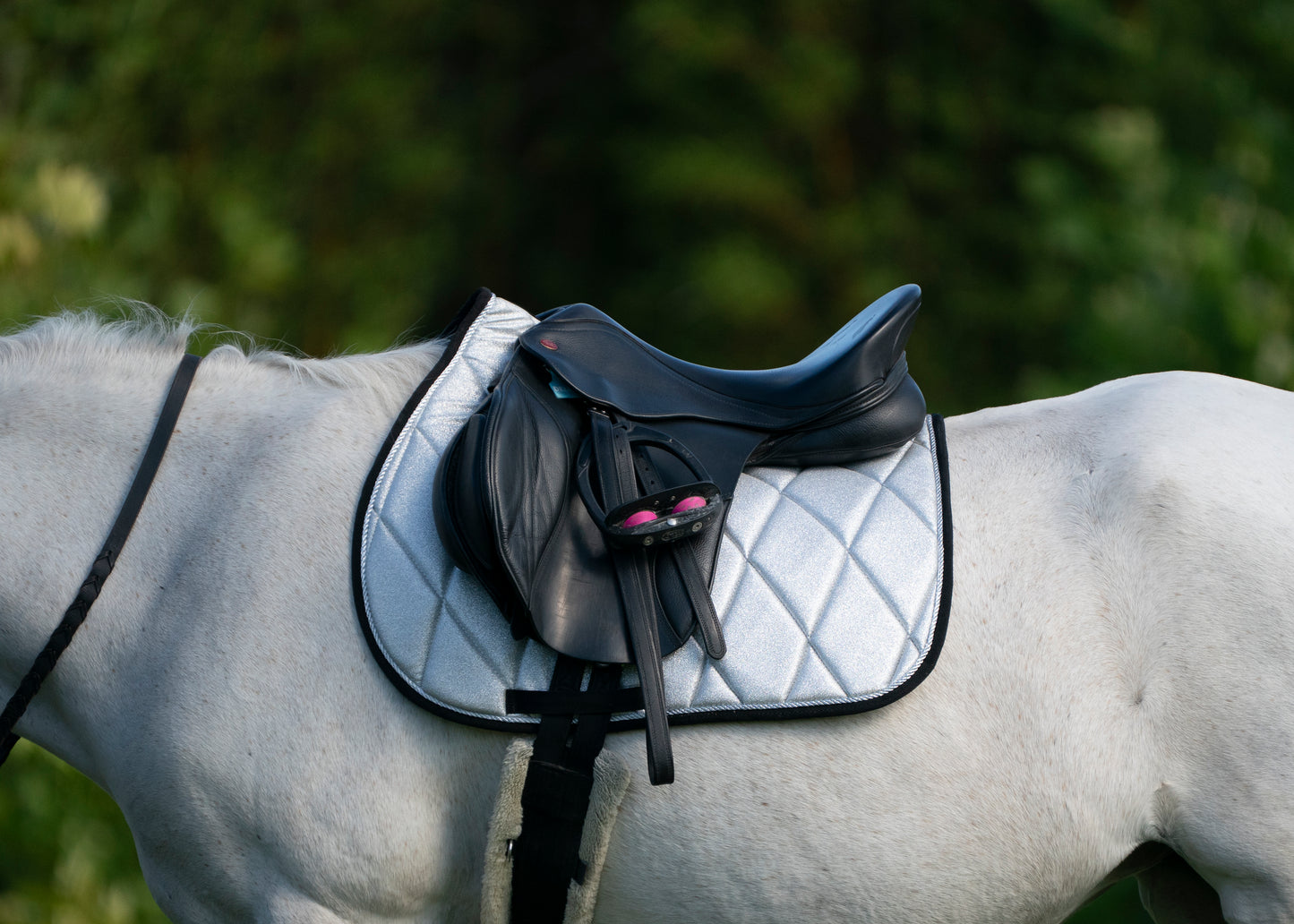 Silver Glitter Saddle Pads - Jump, GP, and Dressage cuts