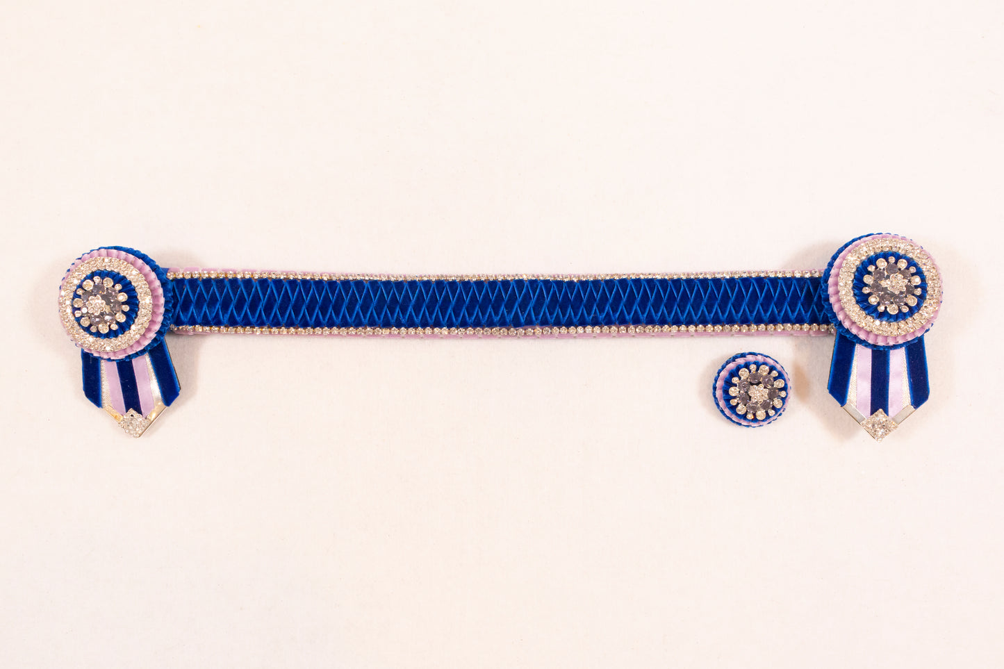 Navy and Lavender 17" Show Browband with Matching Lapel Pin