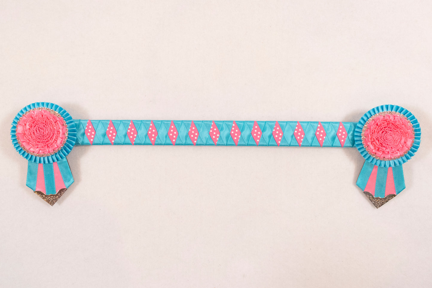 Pink and Turquoise 15" Show Browband