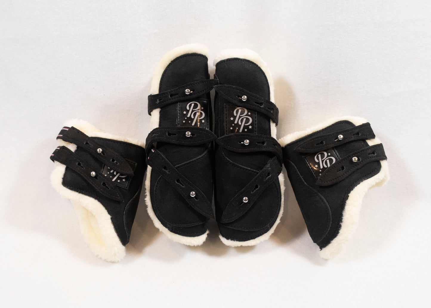 Suede Open Front Boots - Set of Four