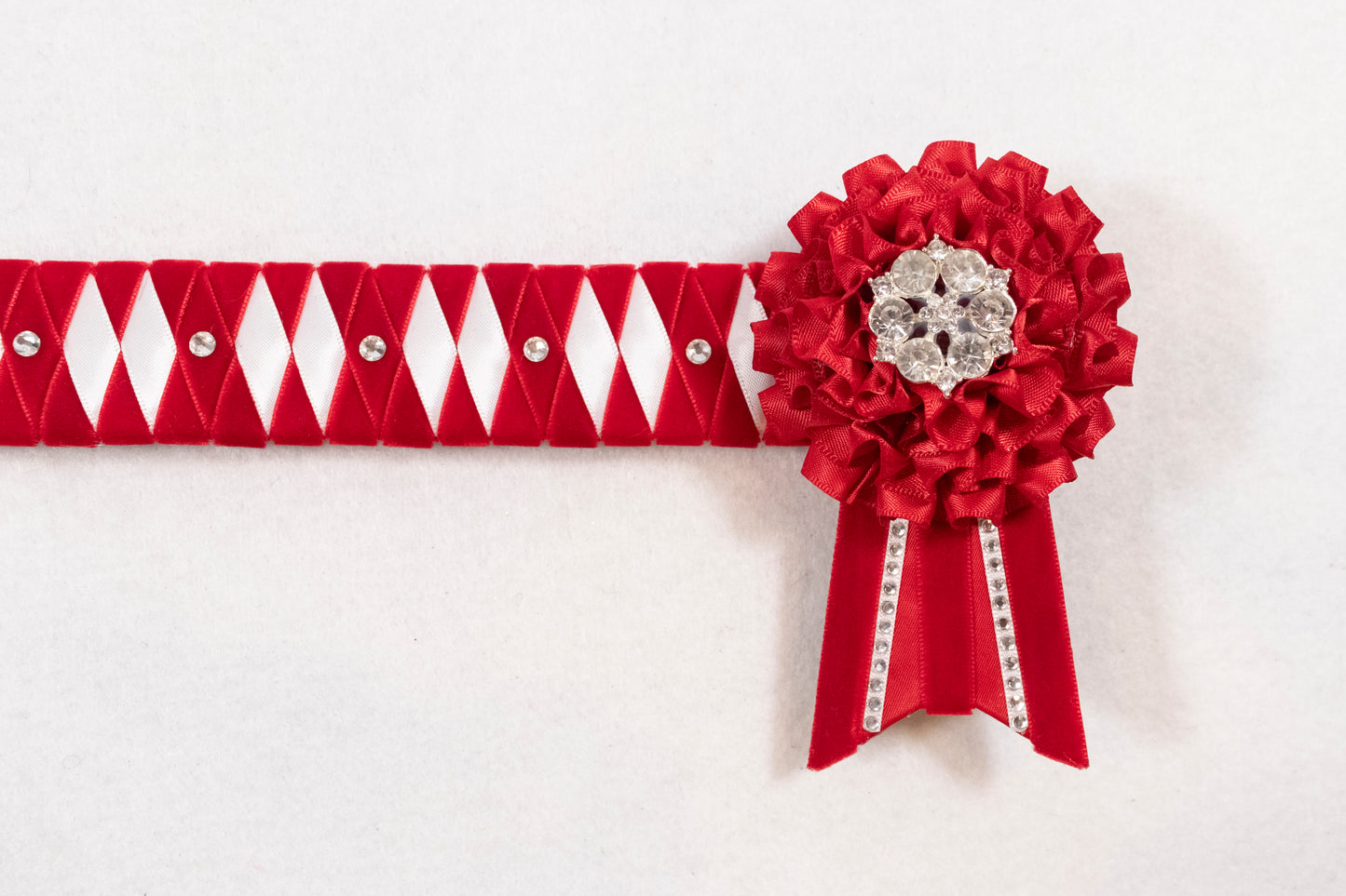 Red and White 15.5" Show Browband
