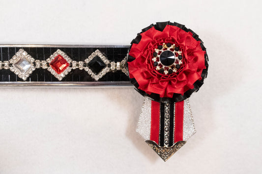 Black, Red, and Silver 16" Show Browband