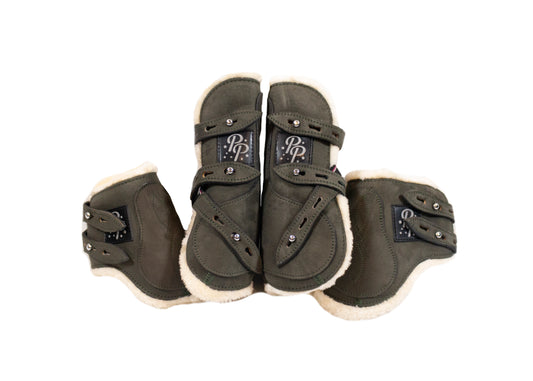 Suede Open Front Boots - Set of Four