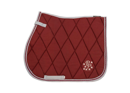 Burgundy/Grey Saddle Pads - Jump, GP, and Dressage cuts
