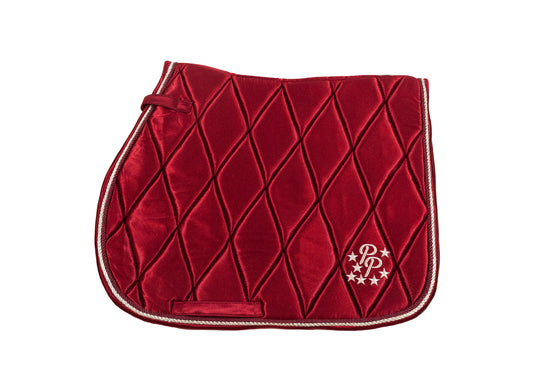 Burgundy Satin Saddle Pads - Jump, GP, and Dressage cuts