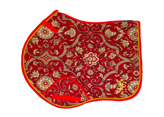 Red Jacquard Saddle Pads - Jump and Dressage cuts