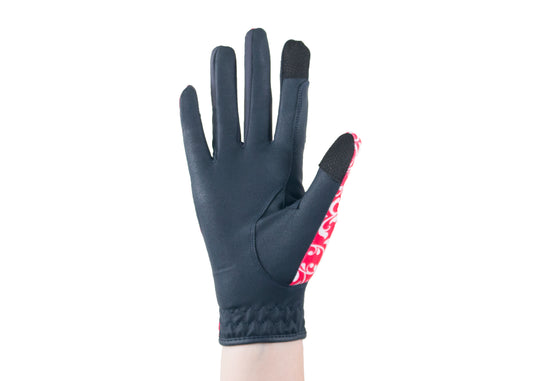 "Red Filigree" Touchscreen Friendly Gloves