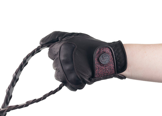 Brown Glitter Leather Touchscreen Friendly Gloves