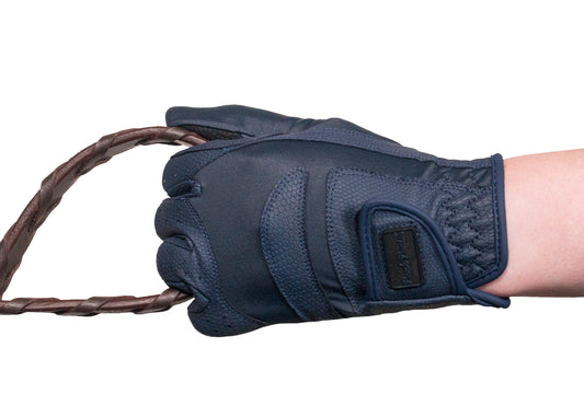 Navy Faux Leather Gloves