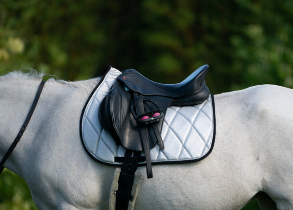 Silver Glitter Saddle Pads - Jump, GP, and Dressage cuts