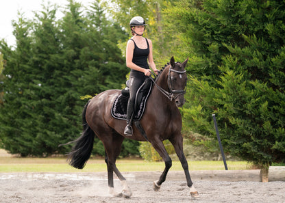 Black & Silver Velvet Baroque Saddle Pads - GP, Jump, and Dressage Cuts