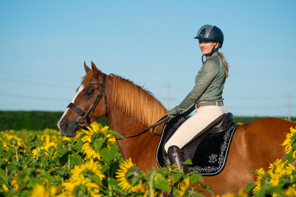 Black & Silver Velvet Baroque Saddle Pads - GP, Jump, and Dressage Cuts