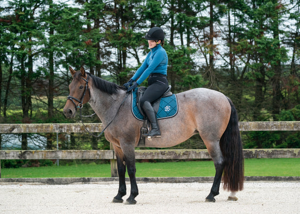 Teal Glitter Dressage Saddle Pad