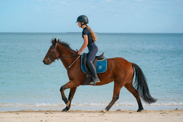 Teal Glitter Dressage Saddle Pad