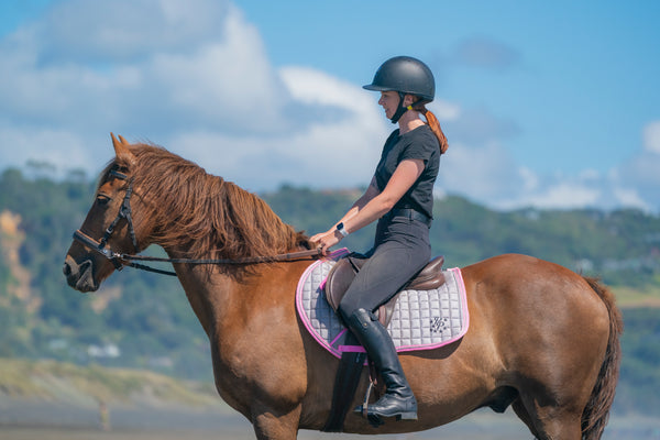 Pink/Grey Saddle Pads - Jump, GP, and Dressage cuts
