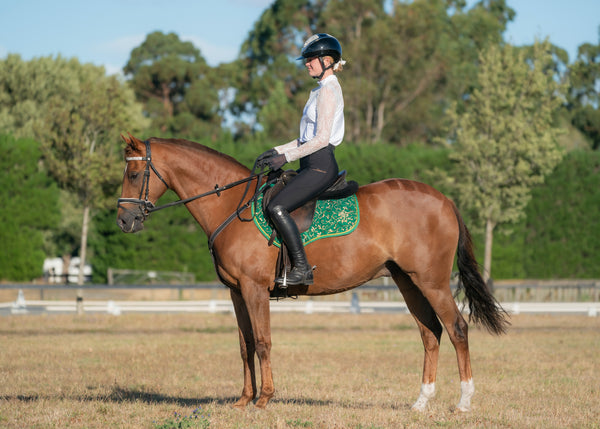Green Enchanted Saddle Pads - Jump and Dressage Cuts