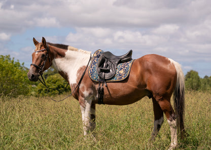 Turquoise Jacquard Saddle Pads - Jump and Dressage Cuts
