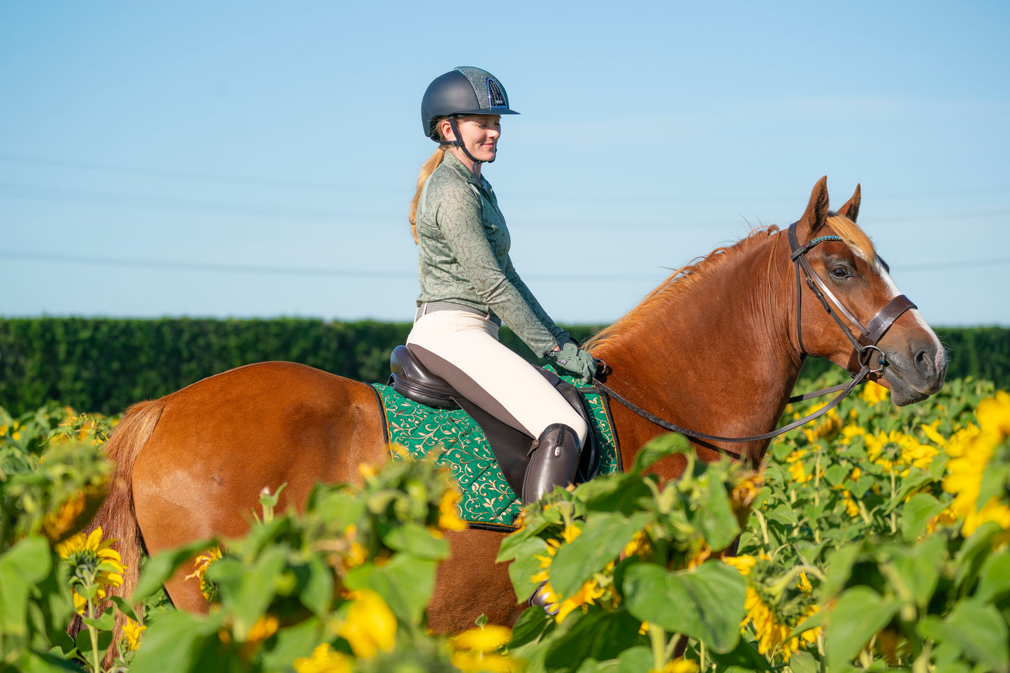 Green Enchanted Saddle Pads - Jump and Dressage Cuts