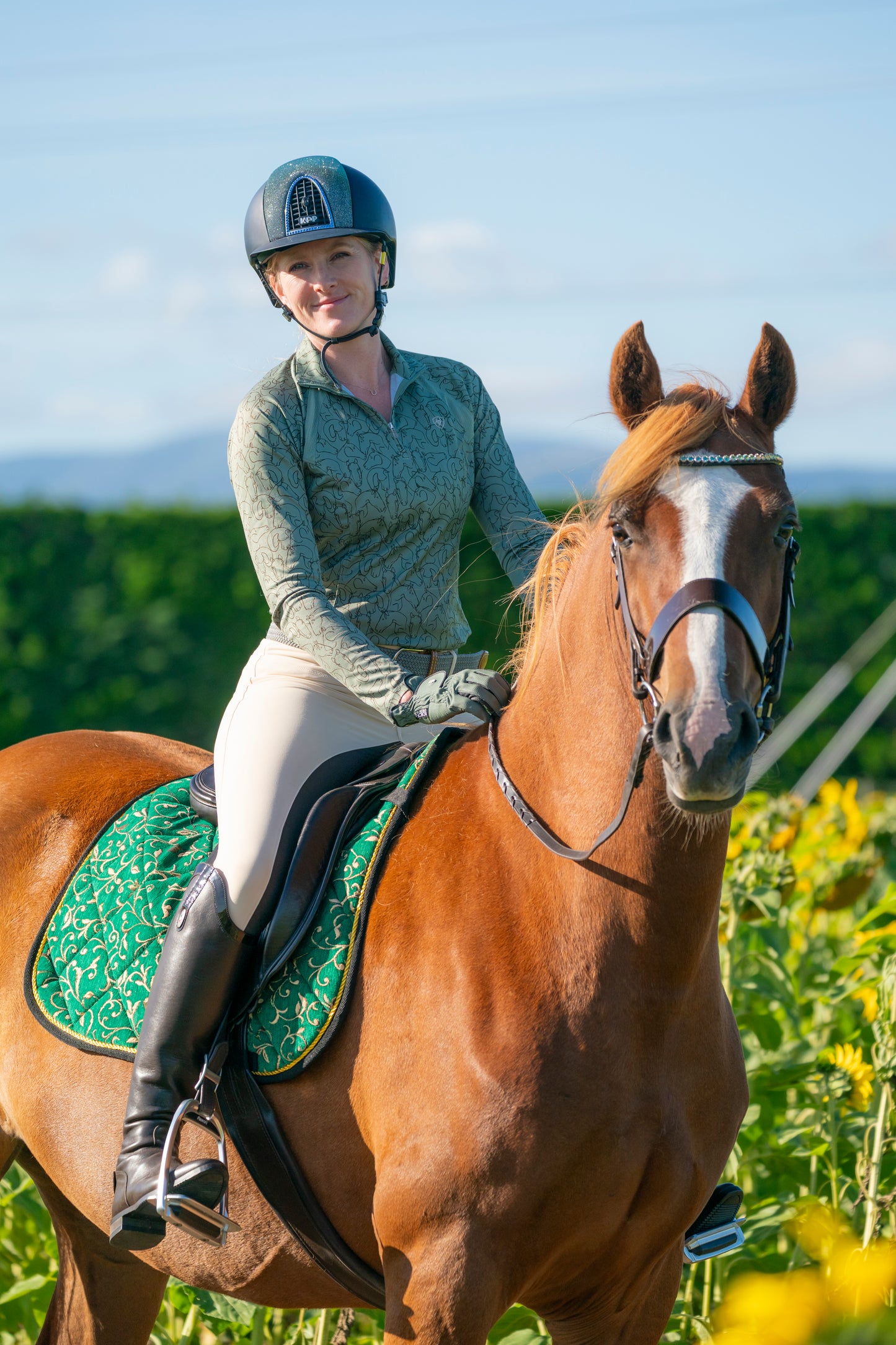 Green Enchanted Saddle Pads - Jump and Dressage Cuts