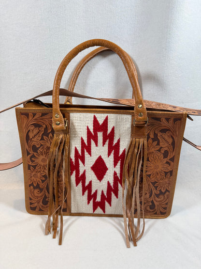 SAMPLE Hand Tooled Tassel Tote Bags