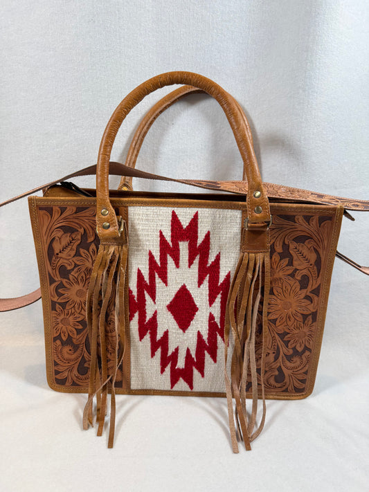 SAMPLE Hand Tooled Tassel Tote Bags