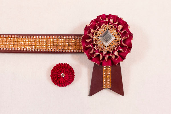 Plum and Rose Gold 16" Show Browband with Matching Lapel Pin