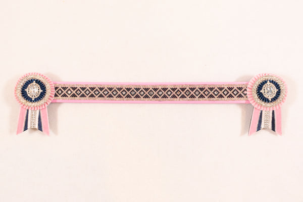 Baby Pink and Navy 16" Show Browband