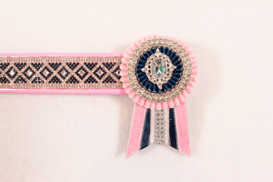 Baby Pink and Navy 16" Show Browband