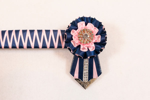 Navy and Baby Pink 14" Show Browband