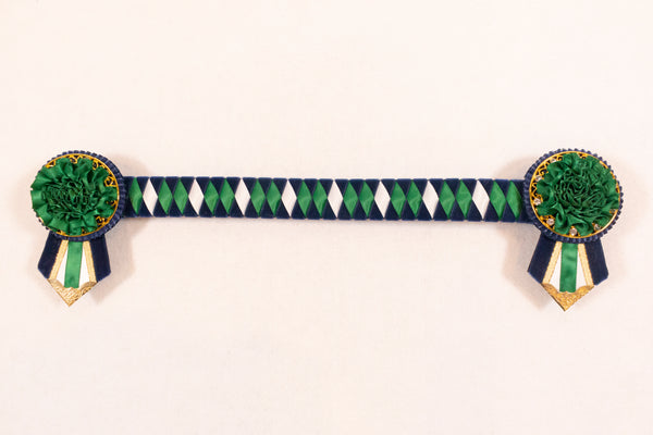 Hunter Green and Navy 14" Show Browband