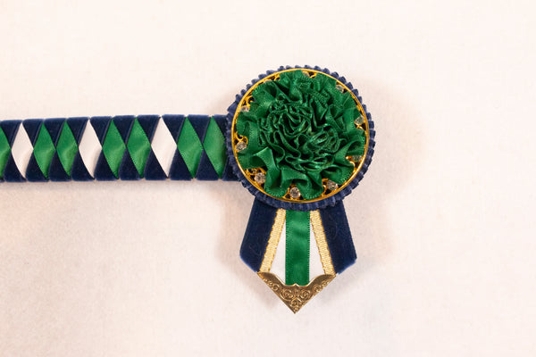 Hunter Green and Navy 14" Show Browband