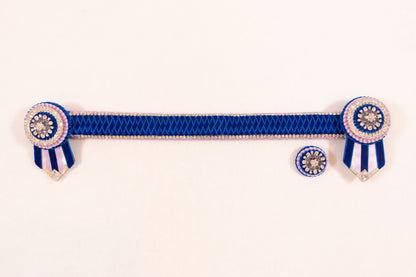Navy and Lavender 17" Show Browband with Matching Lapel Pin