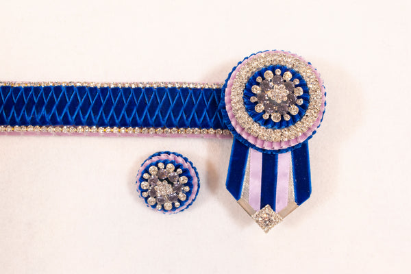 Navy and Lavender 17" Show Browband with Matching Lapel Pin
