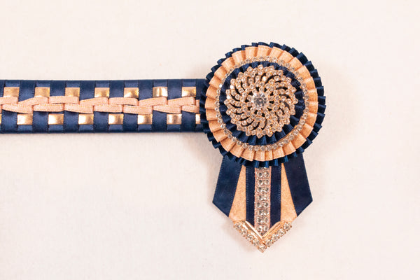 Rose Gold and Navy 14.5" Show Browband