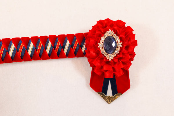 Red and Navy 14" Show Browband