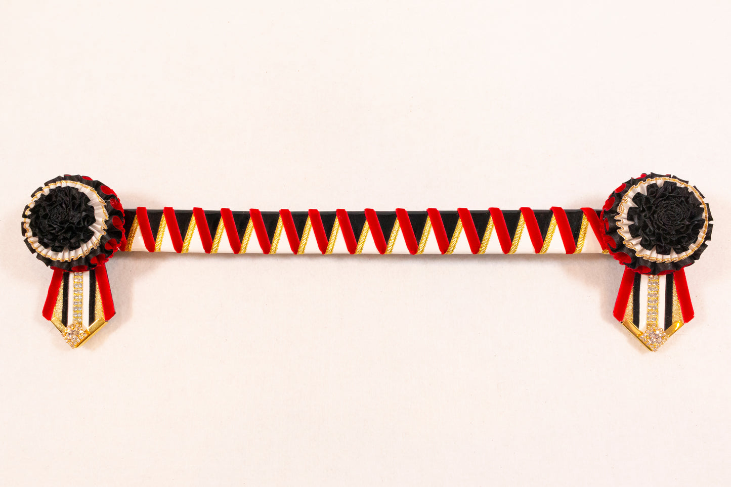 Black, Red, and White 15" Show Browband