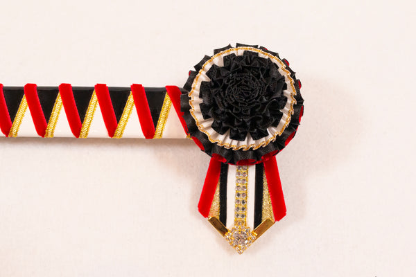 Black, Red, and White 15" Show Browband