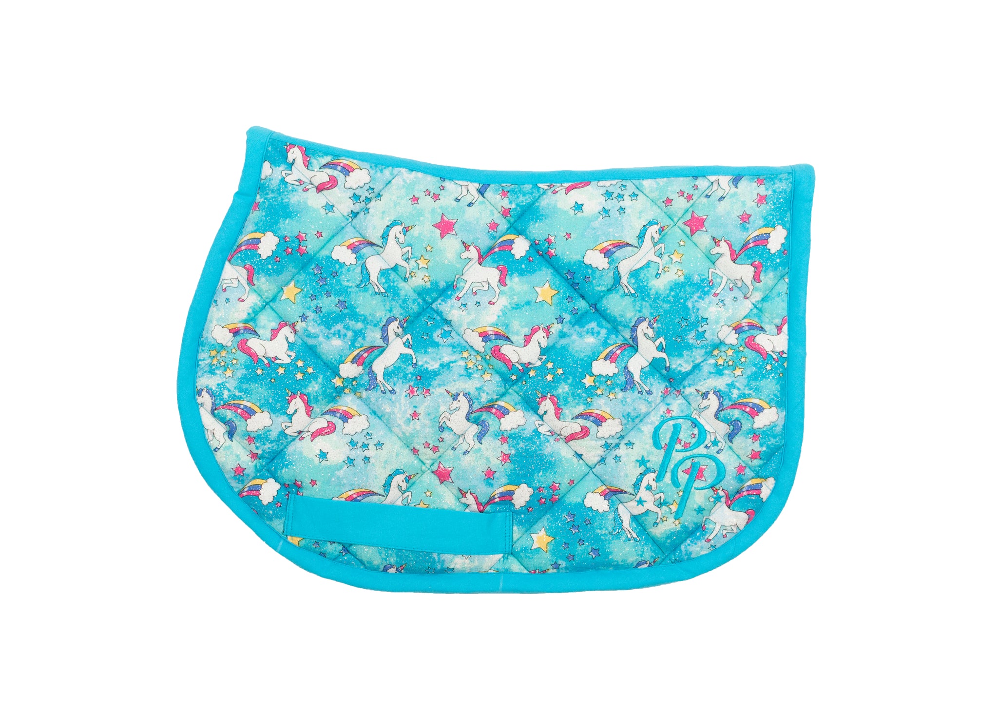 Handmade Turquoise Unicorn Shimmer Small Pony Size GP Saddle Pad