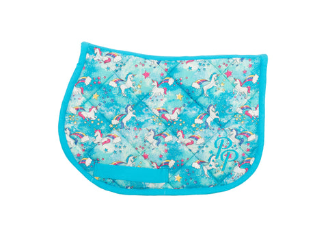 Handmade Turquoise Unicorn Shimmer Small Pony Size GP Saddle Pad