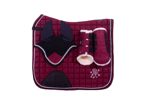 "Merlot" Burgundy Suede Dressage Set