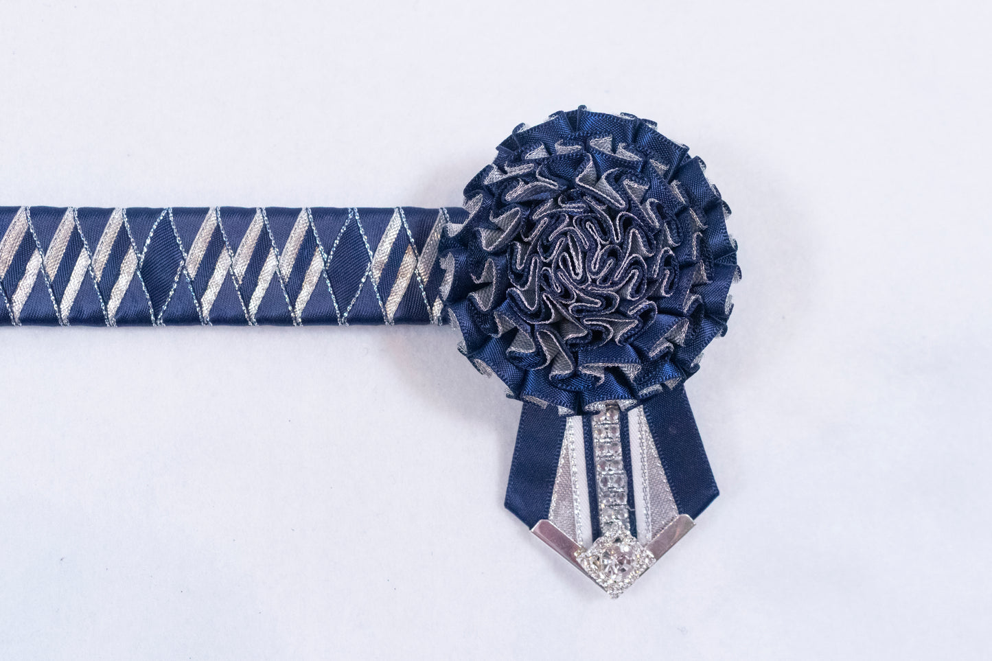 Navy and Silver 13.5" Show Browband