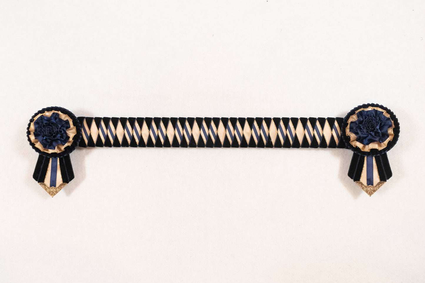 Navy and Tan 16" Show Browband