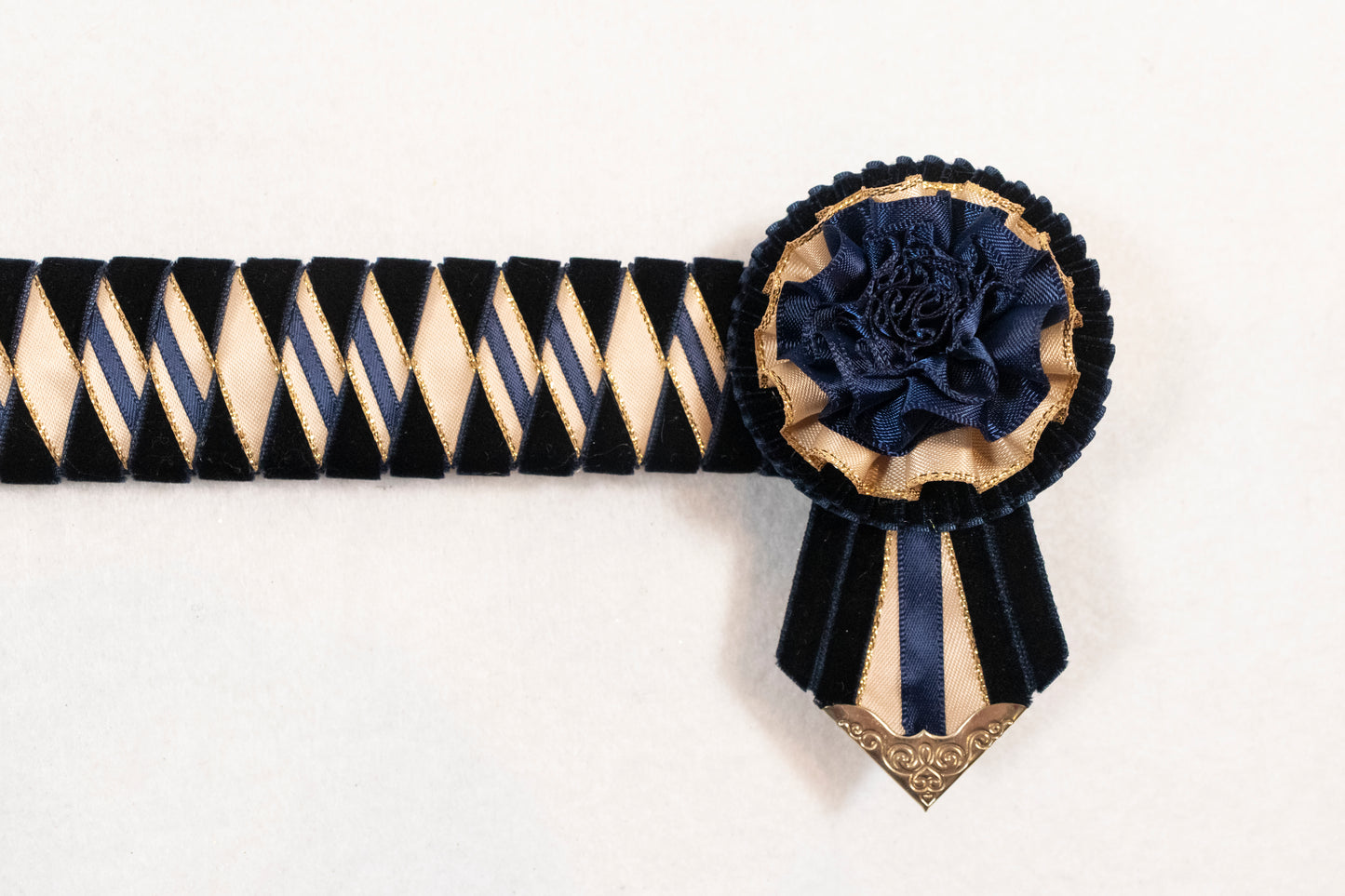 Navy and Tan 16" Show Browband