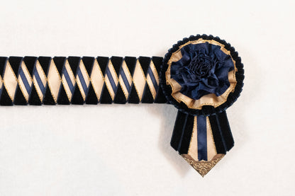 Navy and Tan 16" Show Browband