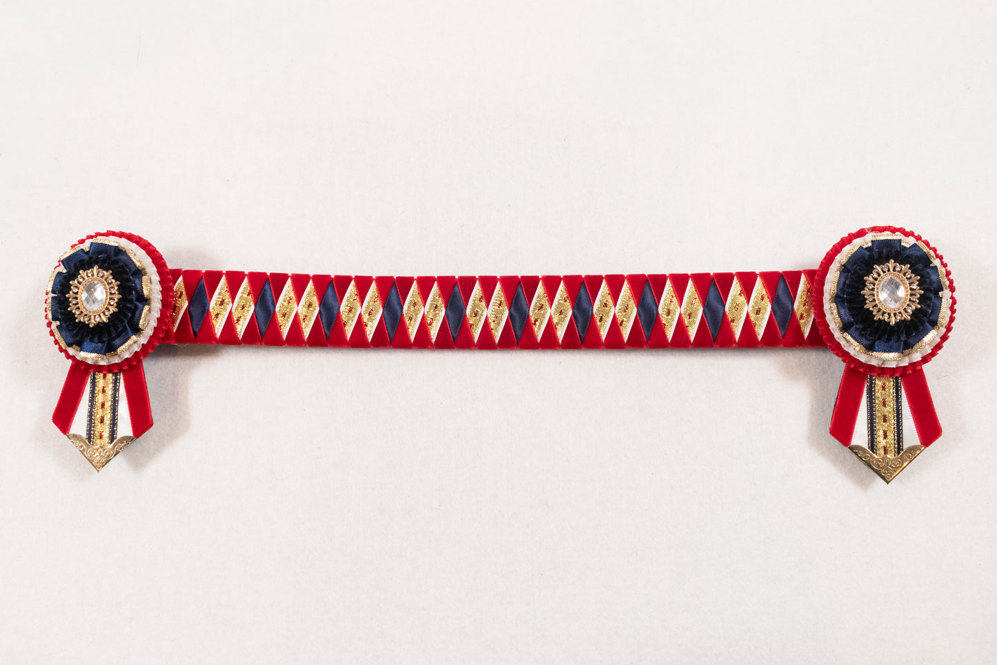 Red, Navy, and Gold 15.5" Show Browband