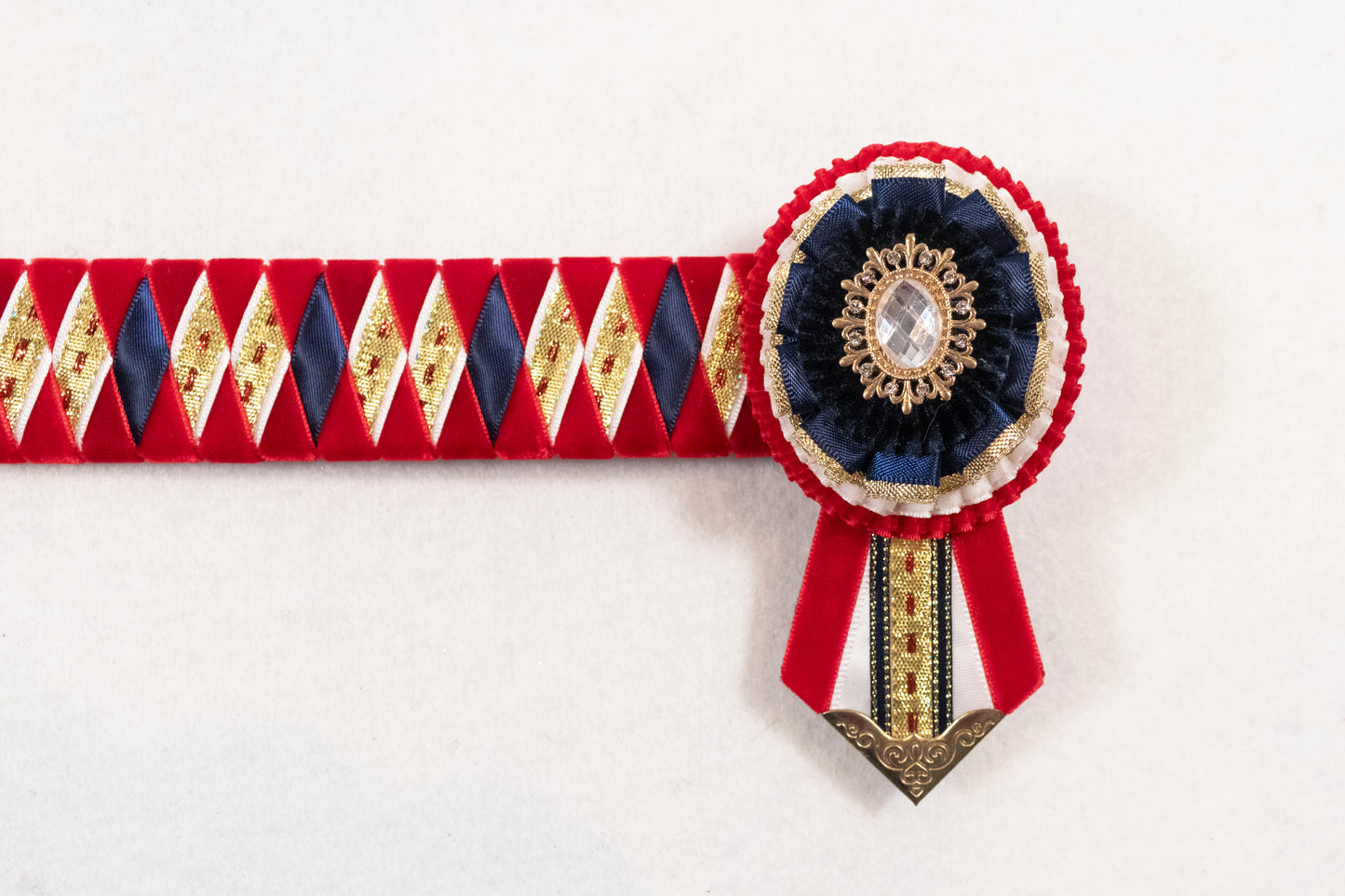 Red, Navy, and Gold 15.5" Show Browband