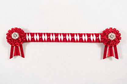 Red and White 15.5" Show Browband