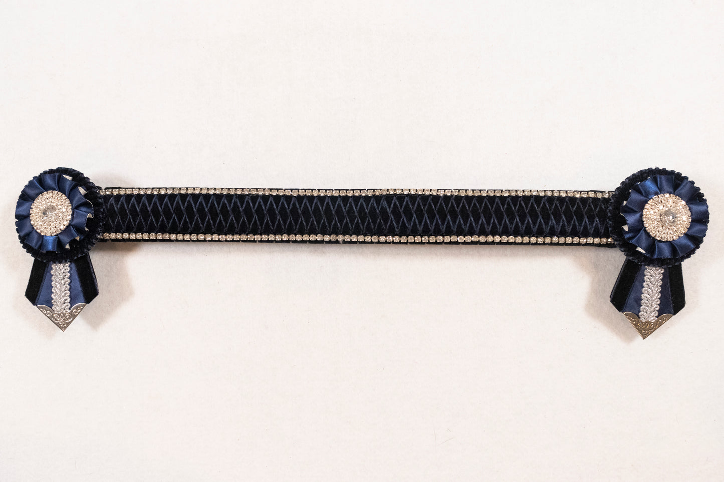 Navy and Silver 16" Show Browband