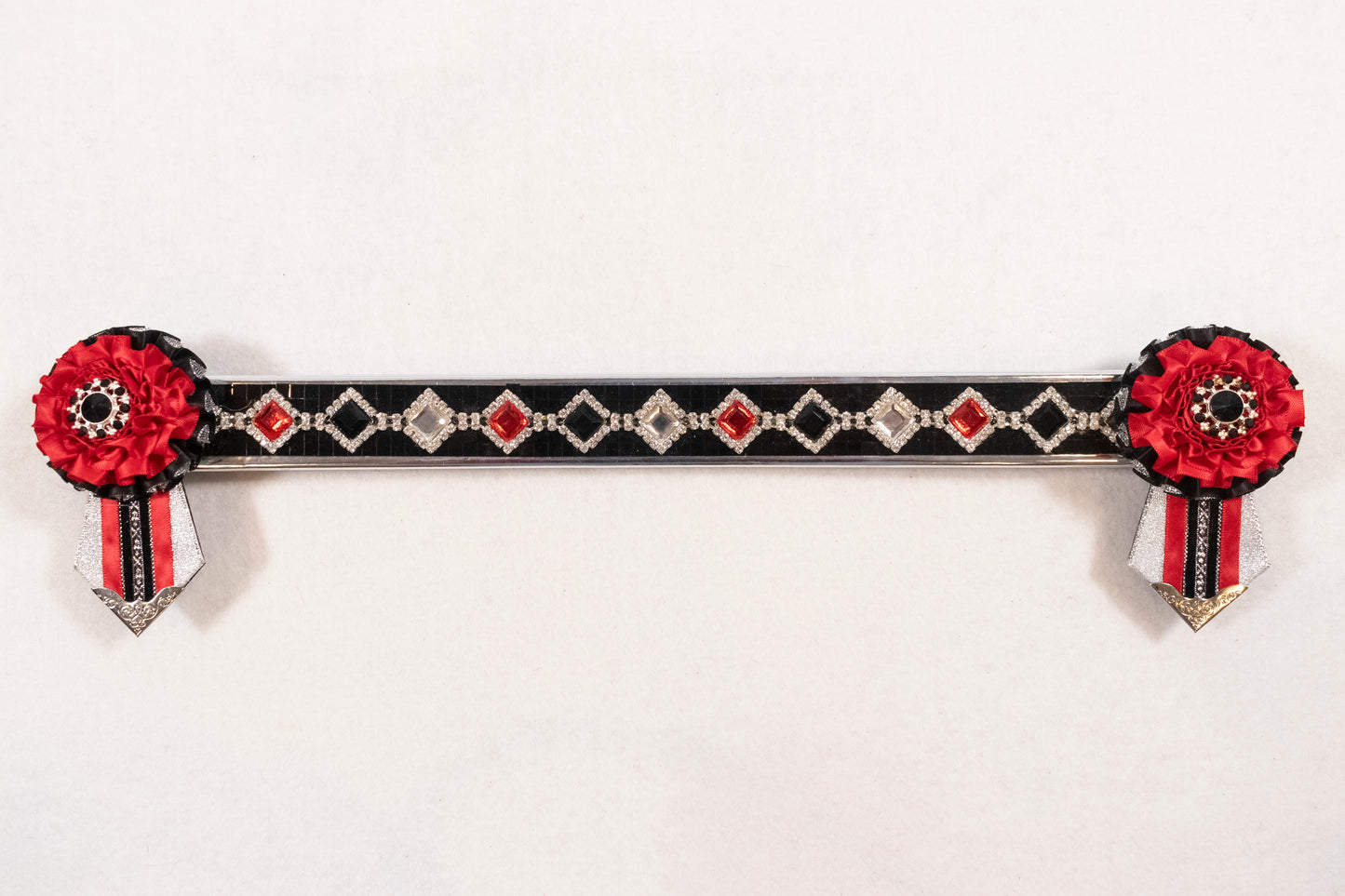 Black, Red, and Silver 16" Show Browband