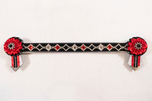 Black, Red, and Silver 16" Show Browband